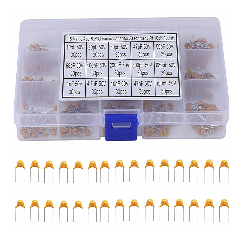 Capacitor Kit Assortment - 450 pezzi 15Value 10pf-100nf Kit assortimento